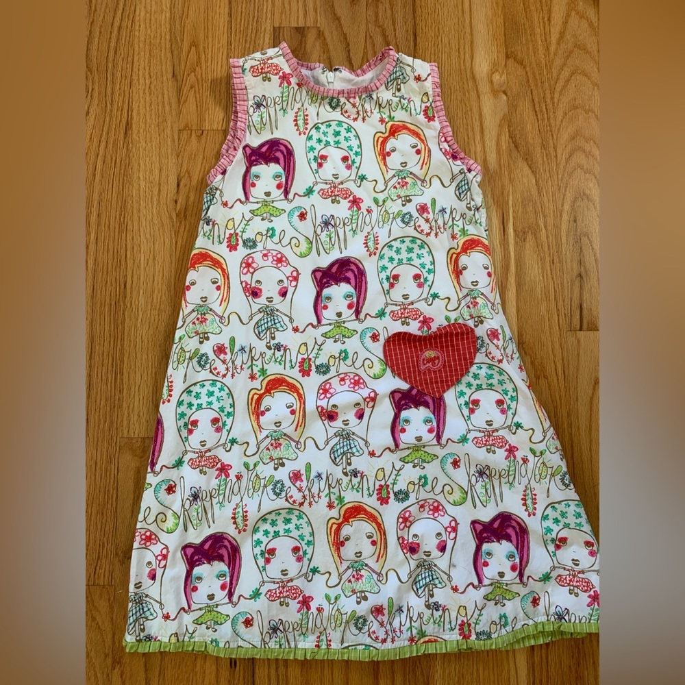 Oilily Heavy Cotton lined gorgeous dress - 128 - size 8 - amazing details!